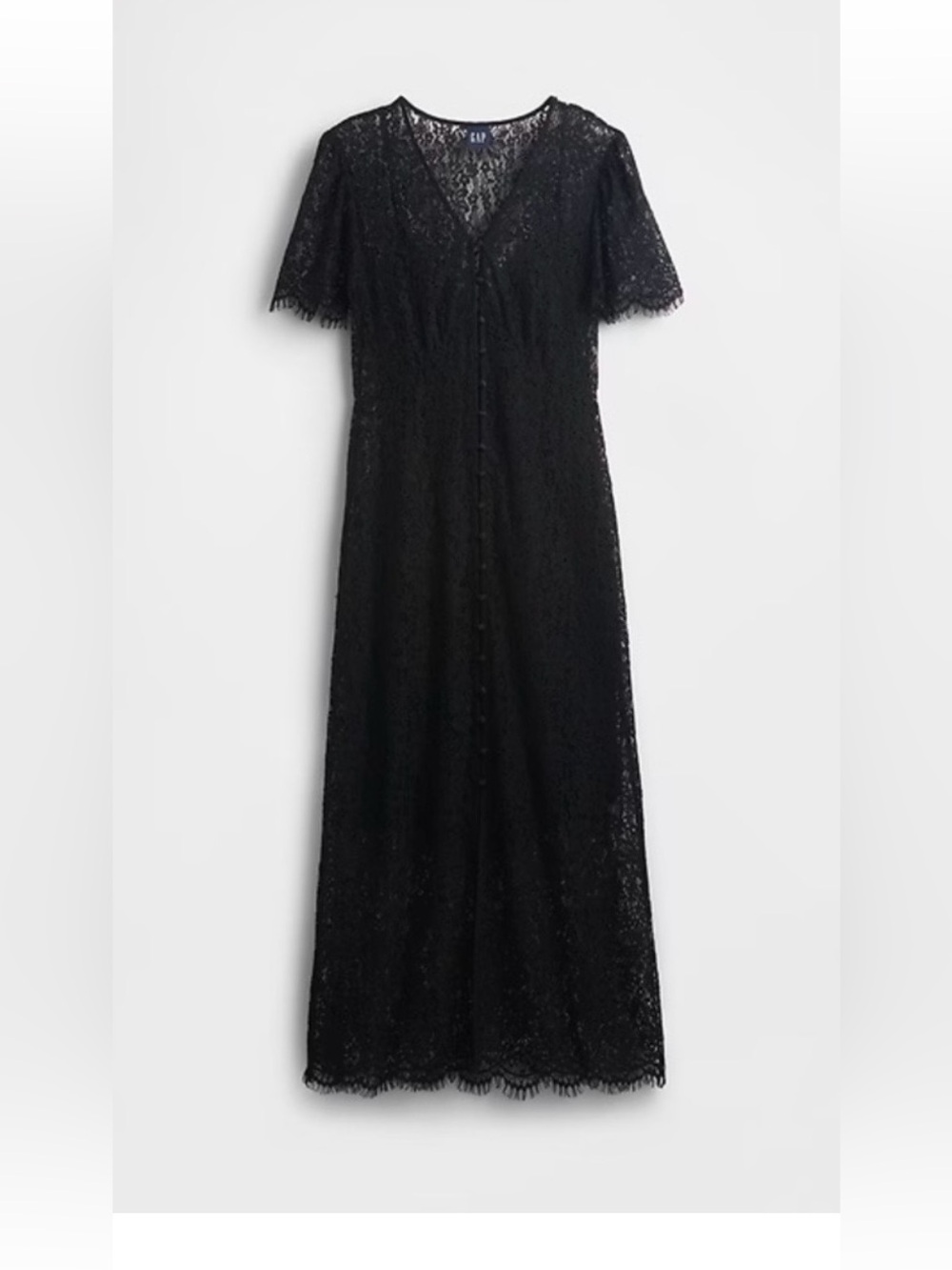 GAP Black Floral Lace Midi Dress